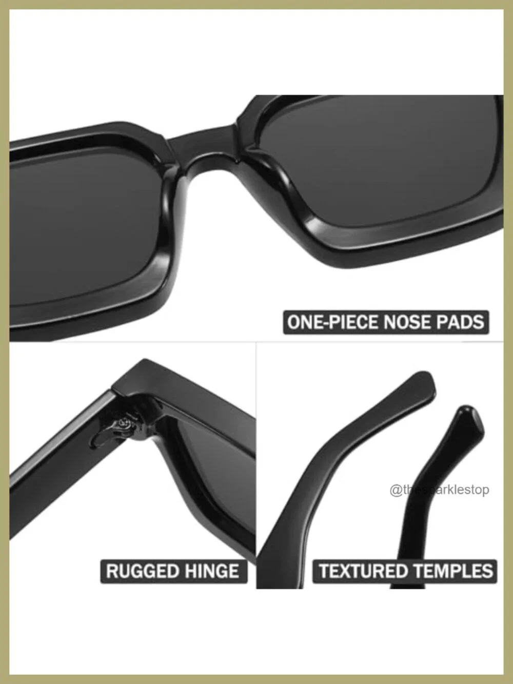 Retro Square Polarized Sunglasses UV400 Rectangle Chunky Shades